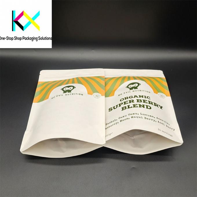Sacos de embalagem compostáveis impressos digitalmente Sacos de embalagem biodegradáveis de papel kraft branco / material PLA 1