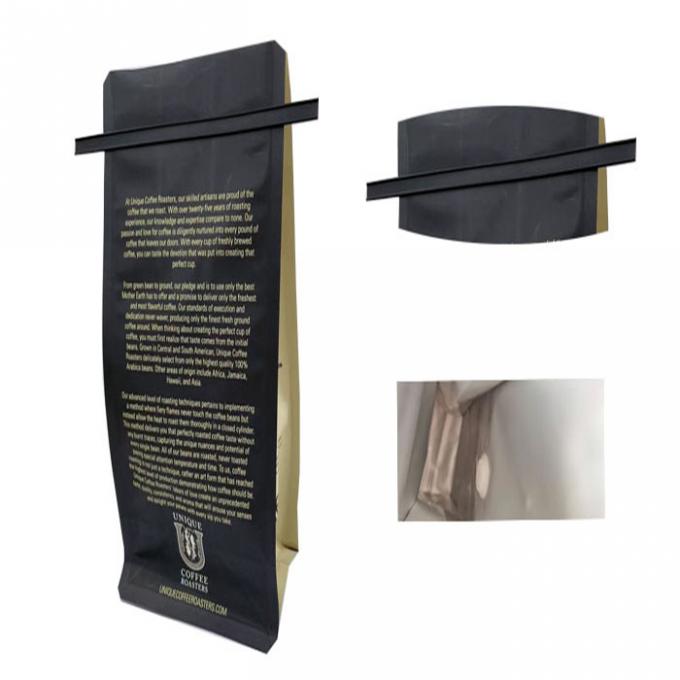 Bolsas impressas em rotogravura preta para café com gravata de lata resistente à luz 0