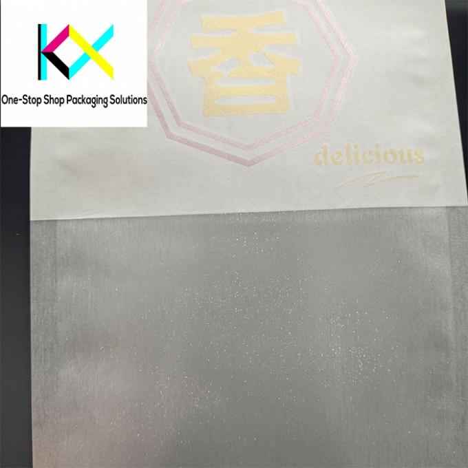 Saco de embalagem de papel branco personalizável com filme escovado de desenho para padaria 1